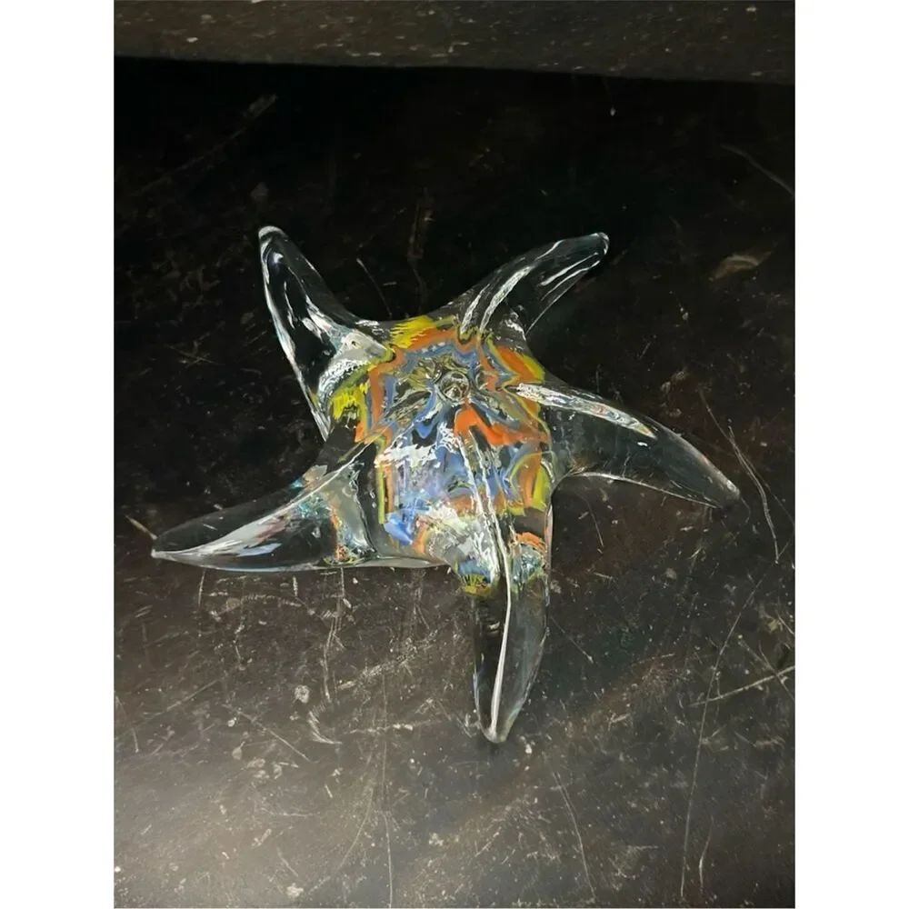 Vintage Dynasty Gallery Glass Starfish Glow In The Dark Paperweight
